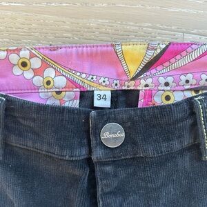 Bonobos Black Corduroy Pants with Vibrant Floral Lining